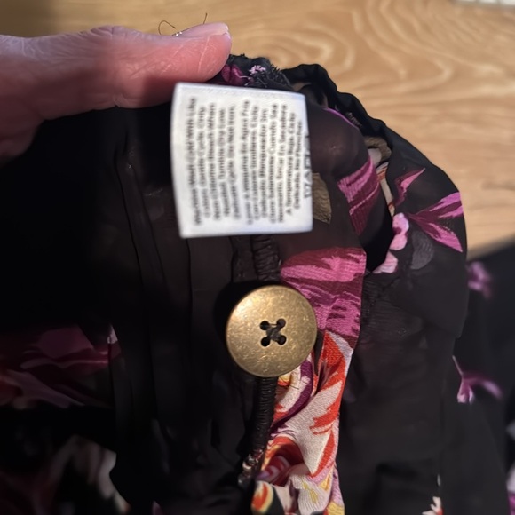 Terra Sky Blouse Womens 1X Floral sheer pleated button down ruffles romantic - Picture 8 of 11